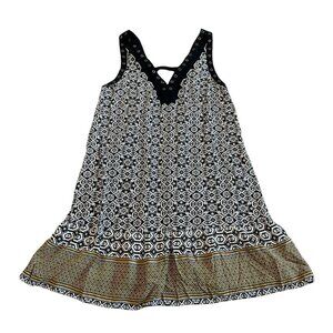 Hazel Anthrpologie Sleeveless Shift Dress Bohemian Print Flowy Size Medium Women